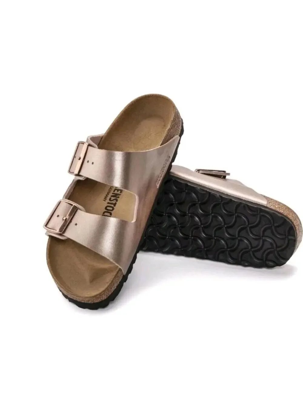 Birkenstock Metallic Copper Arizona BS Slip On Slide Sandals Sz 38 US 7-7.5 - Picture 2 of 12